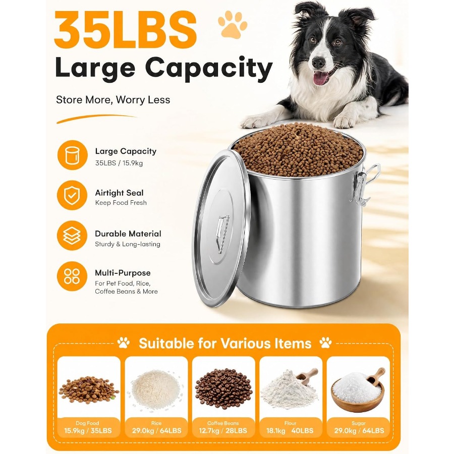 35LBS Airtight Stainless Steel - Food Storage Containers 评论和价格