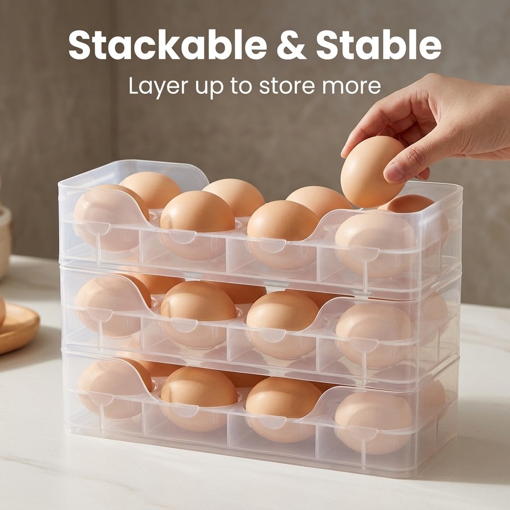 Stackable Egg Holder Fridge Or - Food Storage With Dividers 评论和价格